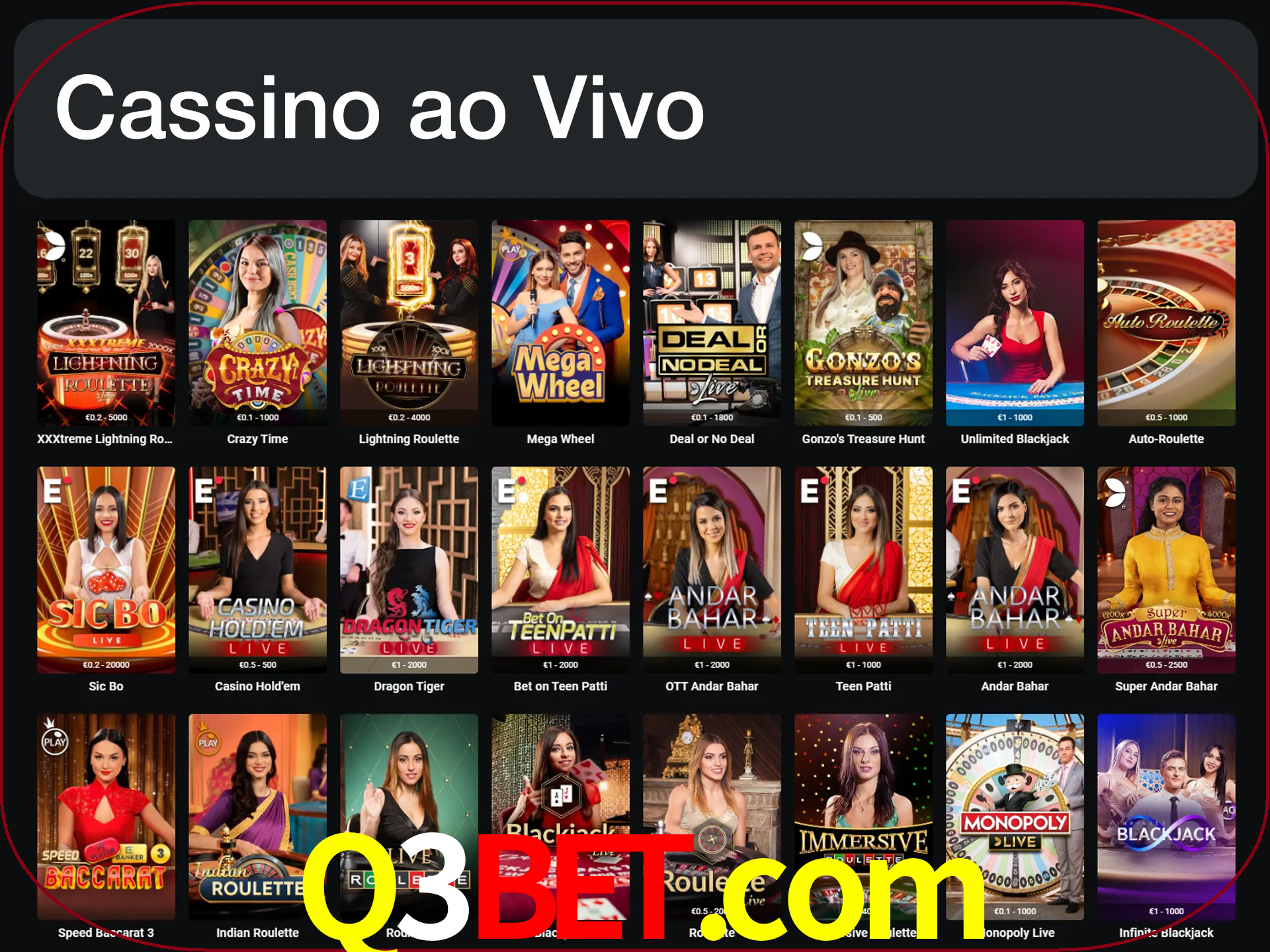 Jogue jogos de cassino com um verdadeiro dealer.