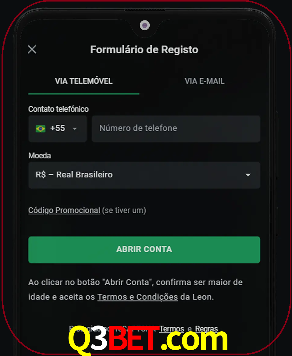 Abra o aplicativo e inicie o processo de registro.