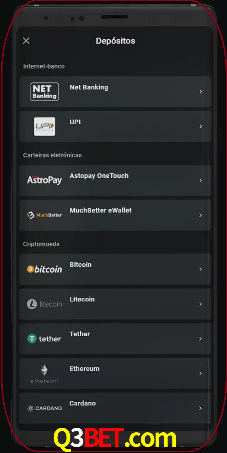 Você pode usar métodos alternativos de depósito.